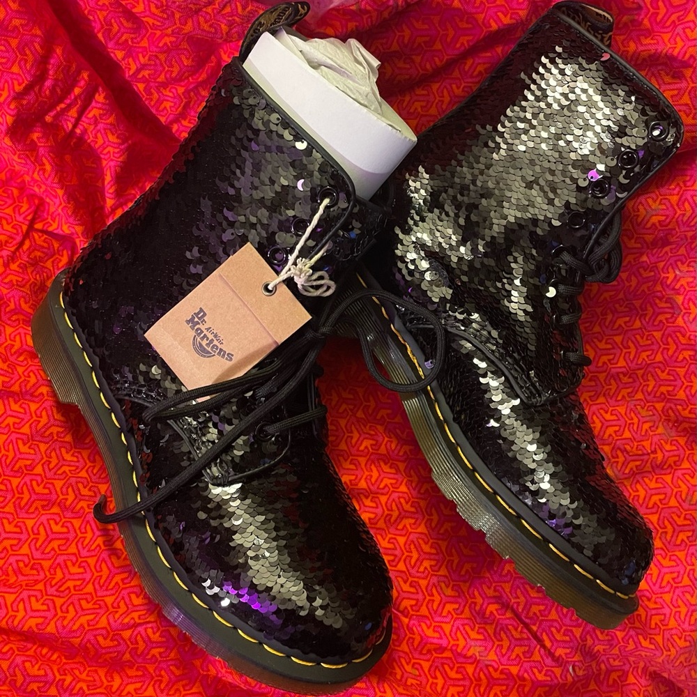 Doc Martens 1460 Pascal Sequin Airwair Black Silver NIB